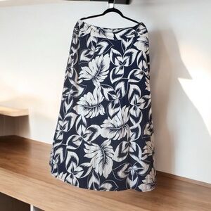 Talbots Floral Navy and White Skirt